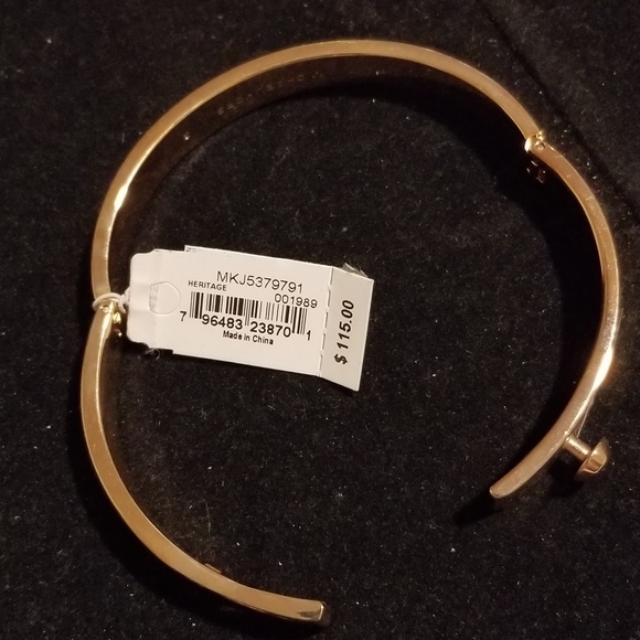 Michael Kors Rose Gold Tortoise Fold Hinged Bangle - Picture 6 of 14